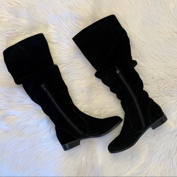 Steve Madden Black Suede Slouch Beacon Boots - EUC - Picture 2 of 8
